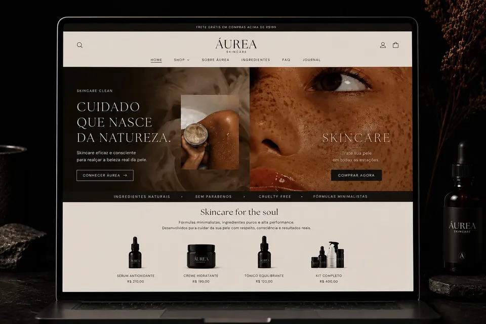 Áurea Skincare — e-commerce de beleza desenvolvido pela Salt